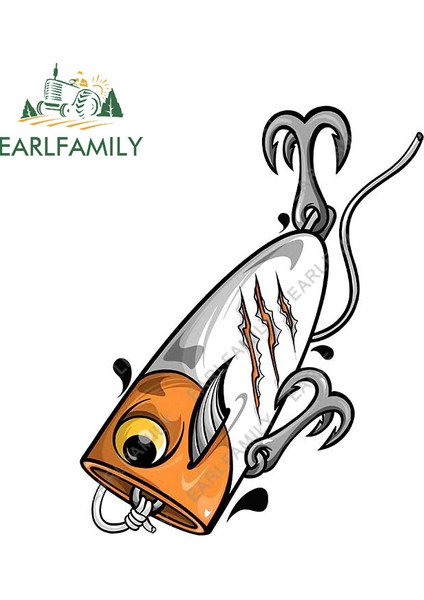 Koyu Gri Earlfamıly 13CM Balık Yemi Araba Sticker Vinil Su Geçirmez Sticker Dizüstü Araba Bagaj Araba Sarım Özel Baskı Pencere Sticker (Yurt Dışından)