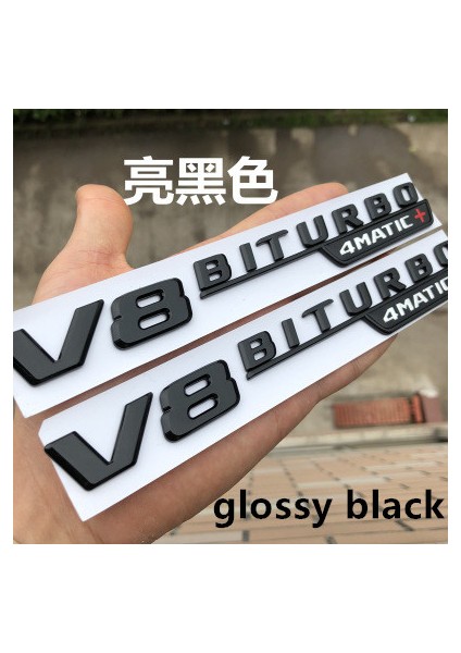 Krom Gümüş Mercedes Benz Amg Için 2 Adet V8 Bıturbo 4matic+ Araba Çamurluk Amblemi Sticker W117 CLA45 W W212 E63 W207 W176 A45 X156 GLA45 (Yurt Dışından) modelleri