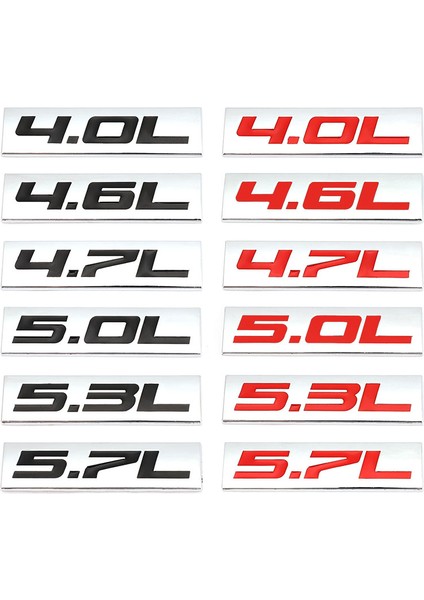 4.6l Etiket 3D Metal 4.0l 4.6l 4.7l 5.0l 5.3l 5.7l Araba Amblemi Bagaj Sticker Etiket Bmw Chevrolet Ford Dodge Toyota Honda Gmc Audi Hyundai - (Yurt Dışından)