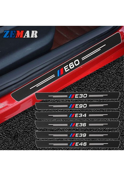 E39 Bmw E36 E39 E46 E60 E90 F30 F10 G20 G30 E30 M Power Performans Aksesuarları Için 4 Adet Su Geçirmez Karbon Fiber Sticker Koruyucu (Yurt Dışından)