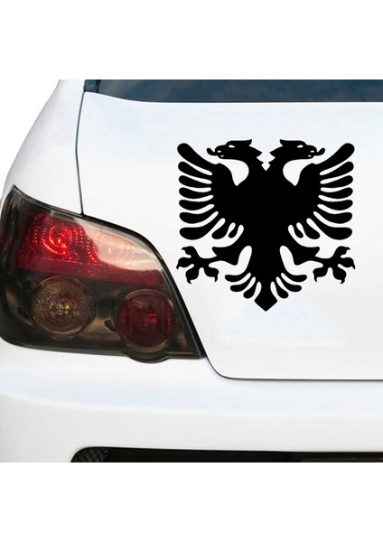 10X9.6 cm Sürüngen Arka Tampon Pencere Vinil Kesim Üzerinde Su Geçirmez Sticker Etiketler Arnavutluk Bayrak Kartal Araba Sticker Yapışkanlı Decal Çeşitli Boyutlar (Yurt Dışından)