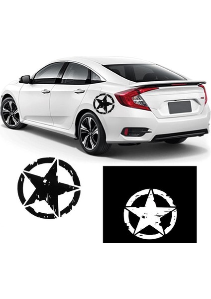 Siyah 1 Adet Beş Köşeli Yıldız Araba Stickerları 15CM*15CM Ordu Yıldızı Grafik Çıkartmaları Motosiklet Araba Gövde Pencere Çıkartmaları Vinil Araba Stil Kaplama Sıcak (Yurt Dışından)