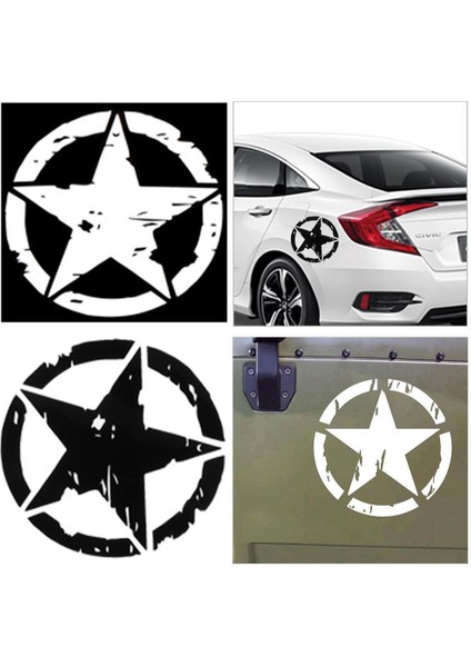 Siyah 1 Adet Beş Köşeli Yıldız Araba Stickerları 15CM*15CM Ordu Yıldızı Grafik Çıkartmaları Motosiklet Araba Gövde Pencere Çıkartmaları Vinil Araba Stil Kaplama Sıcak (Yurt Dışından)