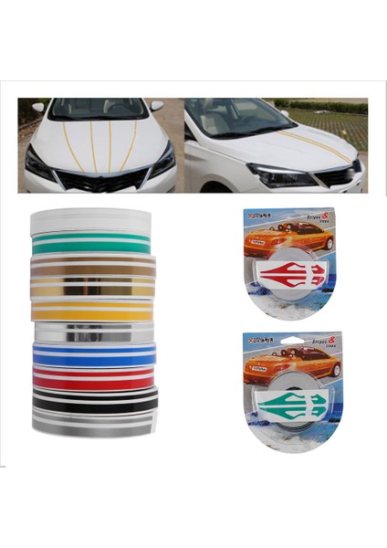 Gümüş Kaplama 1 Rulo Çok Renkli Şerit Çizgili Çift Çizgili Bant Araba Gövde Dekalı Vinil Sticker Araba Dekorasyonu Stil Aracı (Yurt Dışından) modelleri