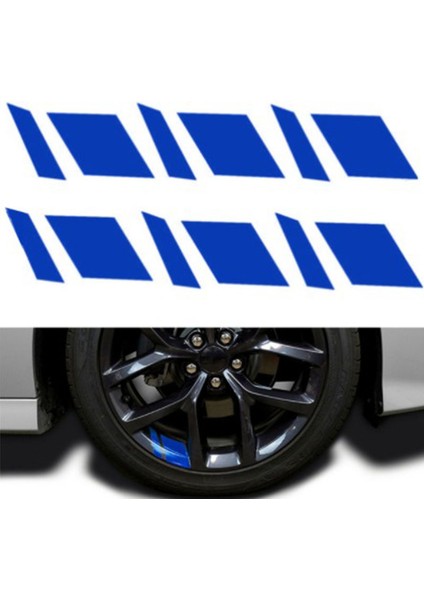 Mavi 6x Yansıtıcı Araç Jant Sticker Vinil Uyarı Etiketi Çizgili Yarış Tekerlek Boyutu Araba Sticker Araba Aksesuarları Sticker (Yurt Dışından)