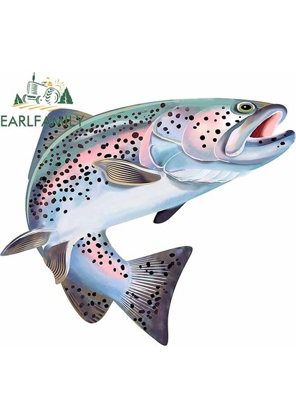 YT-23594-Y-13CM Earlfamıly 13CM Gökkuşağı Alabalık Balığı Renkli Araba Sticker Çizilmeye Dayanıklı Araba Çıkartmaları Su Geçirmez Buzdolabı Araba Süslemesi Jdm Suv Için (Yurt Dışından)