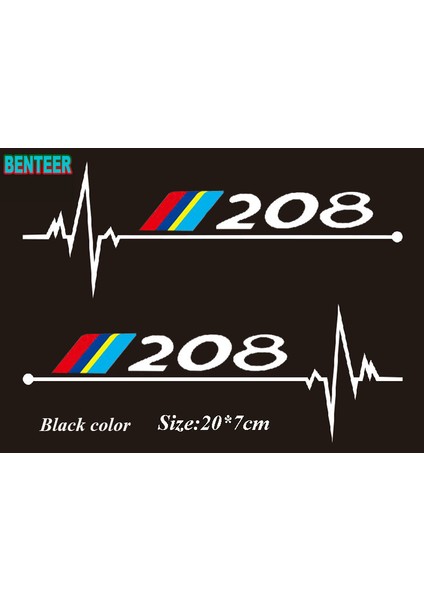 P208 Beyaz Peugeot Aksesuarları Için 2 Adet Araba Pencere Stickerı (Yurt Dışından)
