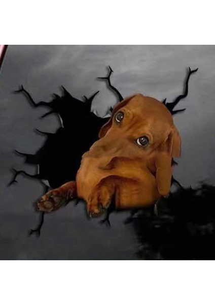 Stil4 1pc Oto Arka Cam Sticker Yavru Kırık Cam Sticker Elektrostatik 3D Simülasyon Fransız Bulldog Araba Sticker'ları (Yurt Dışından)
