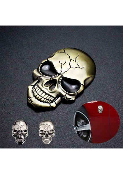C01946 - Gri 3D Metal Şeytan Kafası Araba Rozeti Sticker Krom Oto Rozet Sticker Tampon Sticker Araç Suv Kamyon Motosiklet Araba Sticker (Yurt Dışından)