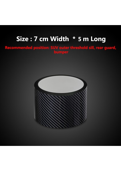 70MM x 5m Karbon Fiber Araba Sticker Koruyucu Şerit Oto Gövde Nano Velcro Araba Kapı Anti Çizik Çarpışma Sürtünme Kendin Yap Koruma Filmi Yapıştırma (Yurt Dışından)