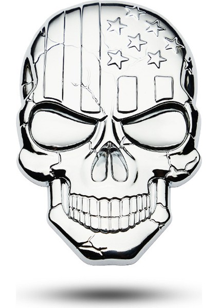 C01946 - Gümüş Premium Savaşçı Metal Araba Yan Çamurluk Arka Bagaj Kafatası Rozeti Etiket Aracı Kamyon Motosiklet Rv Için 3D Araba Sticker (Yurt Dışından)