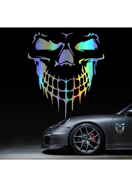 Yansıtıcı Mavi Araba Üzerine Yapıştırılabilir 3D Kafatası Araba Sticker Vinil Komik Sticker ve Etiketler Auto Motosiklet Araba Stil Dekorasyonu (Yurt Dışından)