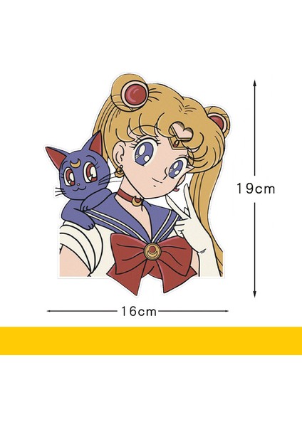 9-Büyük Araba Sticker Ay Savaşçısı Ay Işığında Tsukino Usagi Güzel Sevimli Çizgi Film Yansıtıcı Yaratıcı Rüzgarlık Araba Tuning Stil D30 (Yurt Dışından)