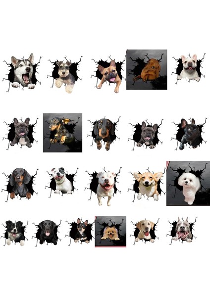 20CM x 20CM Otomobil Arka Cam Köpek Kırık Cam Stickerler Elektrostatik 3D Simülasyon Fransız Bulldog Araba Stickerlar Vinil Etiketler (Yurt Dışından) fiyatları