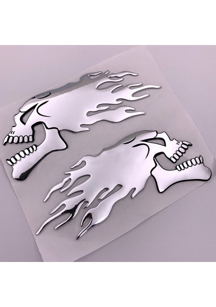 Siyah Gümüş Alev 3D Hayalet Kafatası Başlığı 3D Alev Kafatası Yumuşak Sticker Oto Motosiklet Araba Sticker Amblemi Çıkartmalar Aksesuarları (Yurt Dışından) fiyatları