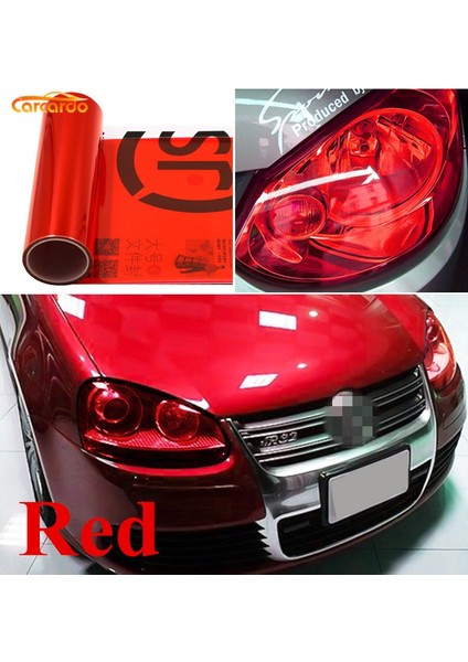 Kırmızı Carcardo 30CM x 200CM Araba Far ve Stop Lambası Tint Vinil Filmi Sticker Araba Sis Lambası Arka Lamba Vinil Sticker -13 Renk Seçeneği- (Yurt Dışından)