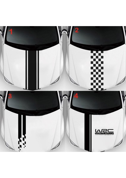 Stil-3 Stili Yeşil Moda Wrc Şerit Araba Kapakları Vinil Yarış Spor Çıkartma Baş Araba Sticker Kaplama Vinil Çıkartmalar Araba Baş Süsleme (Yurt Dışından)