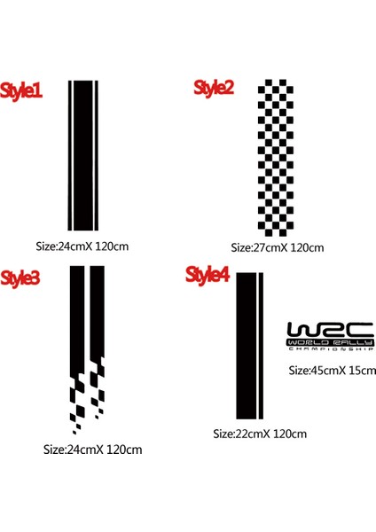 Stil-3 Stili Yeşil Moda Wrc Şerit Araba Kapakları Vinil Yarış Spor Çıkartma Baş Araba Sticker Kaplama Vinil Çıkartmalar Araba Baş Süsleme (Yurt Dışından)