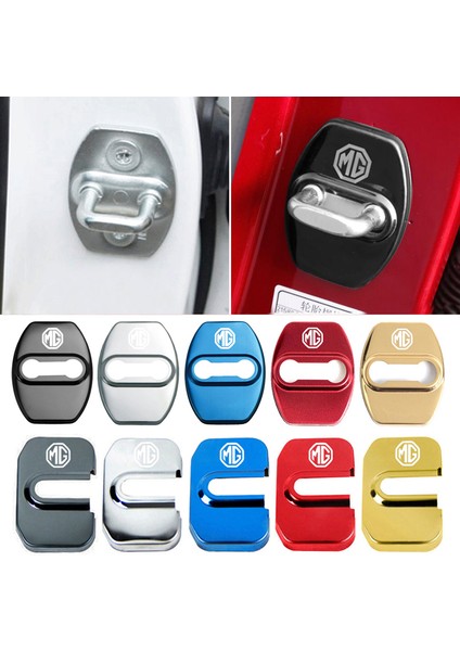 B-Kırmızı Mg Zs Gs Hs Ezs Mg5 Mg Gt Mg6 Mg7 Araba Kapı Kilidi Kapağı Sticker Metal Amblem Etiket Araba Kapı Stil Dış Dekorasyon 4 Parça (Yurt Dışından)