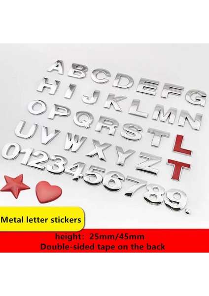 S Tarzı 25MM Metal Dıy Harfler Alfabe Amblem Sayılar Krom Etiketleme Araba Sticker Dijital Rozet Aksesuarları Motosiklet (Yurt Dışından) fiyatları