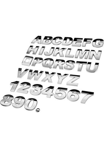 O Tarzı Şerit 3D Metal Alfabe Gümüş Rozet Krom Gümüş Harfler Sayılar Logo Araba Sticker Araçlar Oto Aksesuar Sticker Dekorasyon (Yurt Dışından) fiyatları