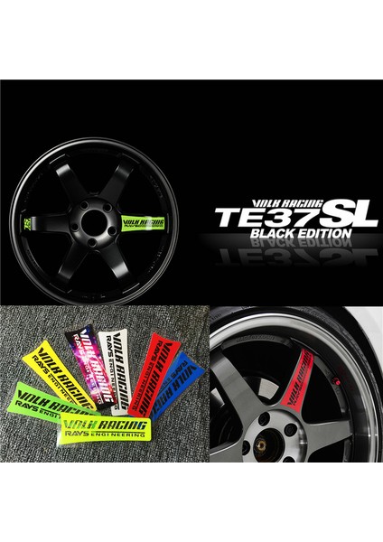 4xkırmızı 4 Adet Volk Racing TE37 Sl Tekerlek Stickerı Su Geçirmez Konuşlu Araç Jant Reflektif Süsleme Etiketi (Yurt Dışından)