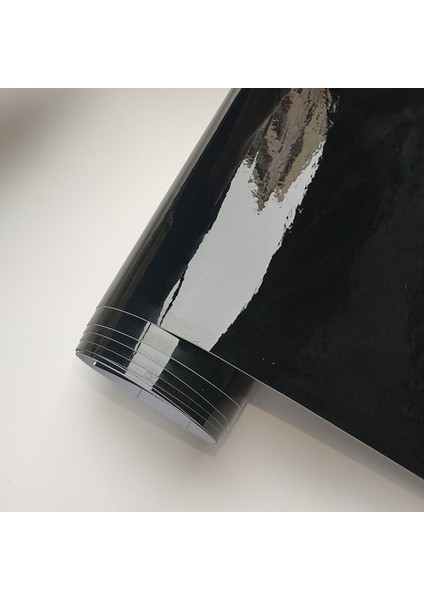50CM x 200CM Ultra Parlak Piano Siyahı Vinil Kaplama Film Sticker Parlak Siyah Kendinden Yapışkanlı Vinil Kabarcık Ücretsiz Konsol Bilgisayar Laptop Cilt Ultra (Yurt Dışından)