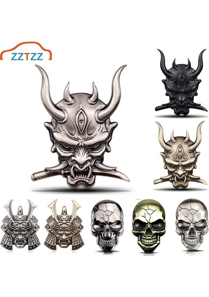 Stil - 5 Premium Savaşçı Metal Araba Yan Çamurluk Arka Bagaj Kafatası Rozeti Etiket Aracı Kamyon Motosiklet Rv Için 3D Araba Sticker (Yurt Dışından) fiyatları