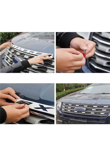 Gümüş Rengi Ford Explorer Için Uyan Abs Araba Amblemi Ön Kaput 3D Harf Sticker - Parlak Gümüş (Yurt Dışından)