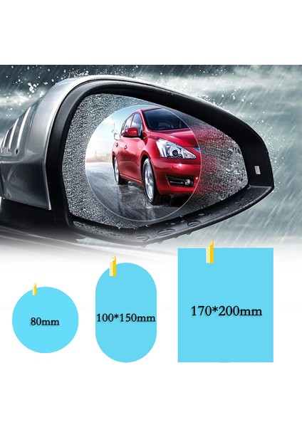 2 Adet 80MMX80MM Yağmura Dayanıklı Net Araba Film Arka Görüş Aynası Koruma Su Geçirmez Film Otomatik Pencere Cam Sticker Film - (Yurt Dışından)