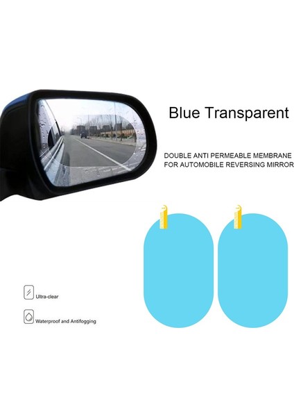 2 Adet 80MMX80MM Yağmura Dayanıklı Net Araba Film Arka Görüş Aynası Koruma Su Geçirmez Film Otomatik Pencere Cam Sticker Film - (Yurt Dışından)