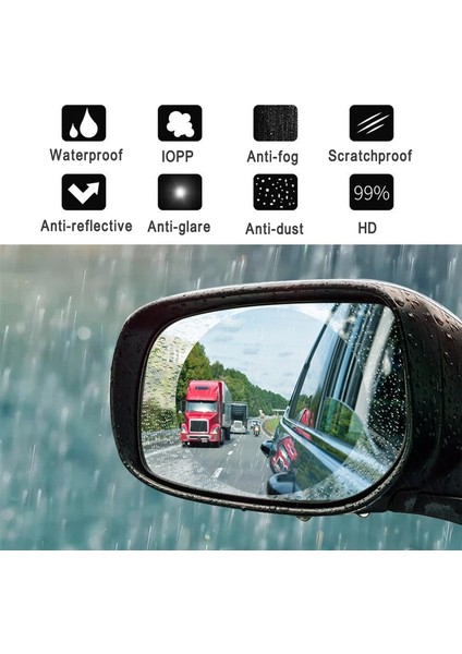 2 Adet 80MMX80MM Yağmura Dayanıklı Net Araba Film Arka Görüş Aynası Koruma Su Geçirmez Film Otomatik Pencere Cam Sticker Film - (Yurt Dışından)