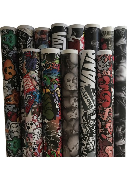 50CM x 152CM Kendinden Yapışkanlı Araba Sticker Bomba Wrap Folyo Jdm Kafatası Grafiti Çizgi Film Baskılı Sticker Bomba Vinil Araba Motosiklet Çıkartması (Yurt Dışından) fiyatları
