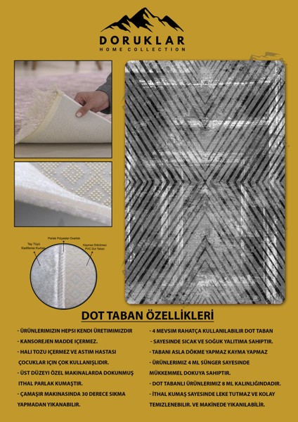 Kaymaz Taban Yıkanabilir Dijital Baskı Dekoratif Modern Desenli Dot Taban Halı Nova Serisi NV120