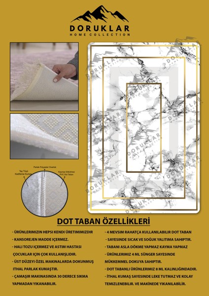 Kaymaz Taban Yıkanabilir Dijital Baskı Dekoratif Modern Desenli Dot Taban Halı Nova Serisi NV112 fiyatları