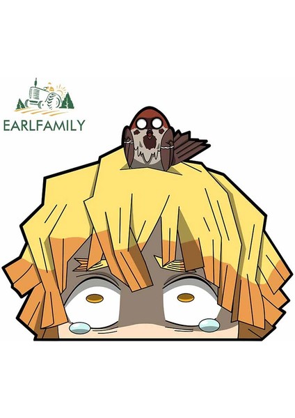 YT-155097 Earlfamıly 13CM Demon Slayer Zenitsu Peeker Komik Araba Stickerı Oto Vinil Araba Çıkartmaları Rüzgarlık Pencereler Anime Jdm Rv Stickerı (Yurt Dışından) fiyatları