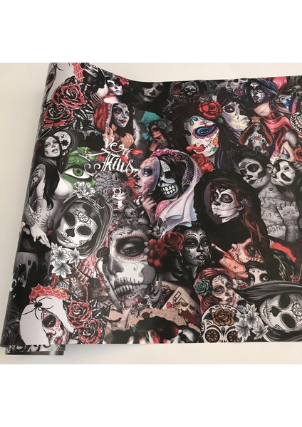 50CM x 200CM Kendinden Yapışkanlı Araba Sticker Bomba Wrap Folyo Jdm Kafatası Grafiti Çizgi Film Baskılı Sticker Bomba Vinil Araba Motosiklet Çıkartması (Yurt Dışından) modelleri