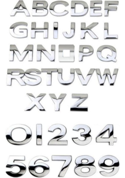 O Tarzı Gümüş Rengi A'dan Z'ye 25MM Araba Sticker 3D Kendin Yap Metal Alfabe Sticker Amblem Harf Gümüş Rozet Dekorasyon Arabalar Için Oto Logo Tasarımı (Yurt Dışından)