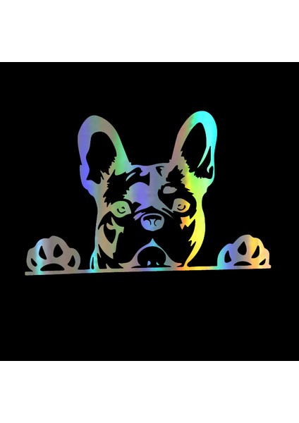 2 Adet Araba Sticker Patiler Yukarı Fransız Bulldog Frenchie Bully Köpek Süsleme Vinil Araba Sticker Yansıtıcı Lazer 3D Araba Sticker Araba Stil Amac: (Yurt Dışından)