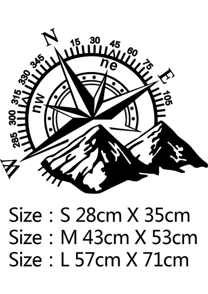 43CM x 53CM Büyük Boy Dağ Pusula Araba Sticker Çıkartmaları Otomatik Penceresi Motosiklet Dekor Için (Yurt Dışından)