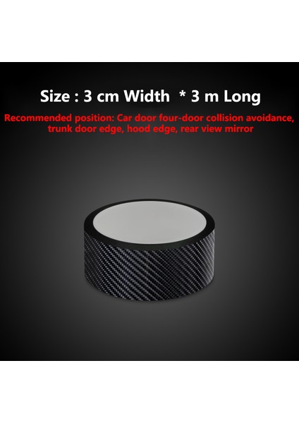 30MM x 3m Karbon Fiber Araba Sticker Koruyucu Şerit Oto Gövde Nano Velcro Araba Kapı Anti Çizik Çarpışma Sürtünme Kendin Yap Koruma Filmi Yapıştırma (Yurt Dışından)