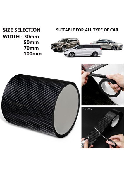 30MM x 3m Karbon Fiber Araba Sticker Koruyucu Şerit Oto Gövde Nano Velcro Araba Kapı Anti Çizik Çarpışma Sürtünme Kendin Yap Koruma Filmi Yapıştırma (Yurt Dışından) fiyatları