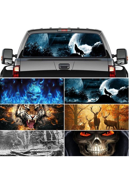 L 147X46CM Pickup Araç Sürpriz 3D Arka Cam Sticker cm Tek Yön Görüş Malzeme Oem Benzersiz Orc Gerilim Sticker Korkunç (Yurt Dışından) fiyatları