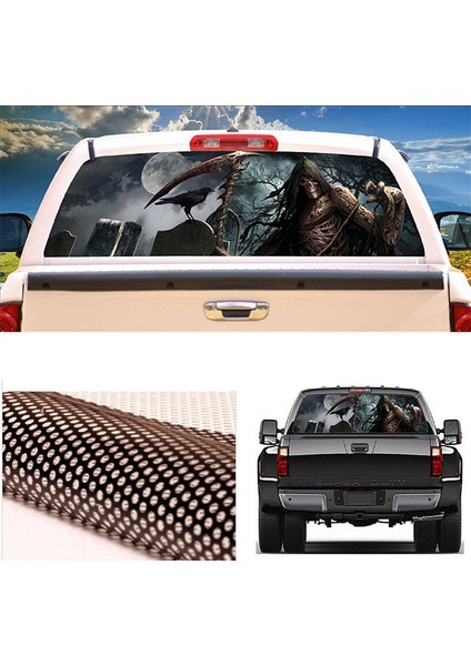 L 147X46CM Pickup Araç Sürpriz 3D Arka Cam Sticker cm Tek Yön Görüş Malzeme Oem Benzersiz Orc Gerilim Sticker Korkunç (Yurt Dışından) modelleri