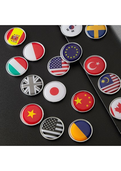 Hindi 3D Metal Ulusal Bayrak Rozeti Abd Ingiltere Rusya Fransa Italya Isveç Araba Stickerları Motosikletler Dekorasyon D=28MM (Yurt Dışından) fırsatları