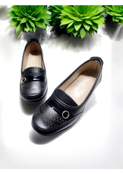 Kadın Düğmeli Baskılı Kaydırmaz Taban Ev ve Dışarı Babeti