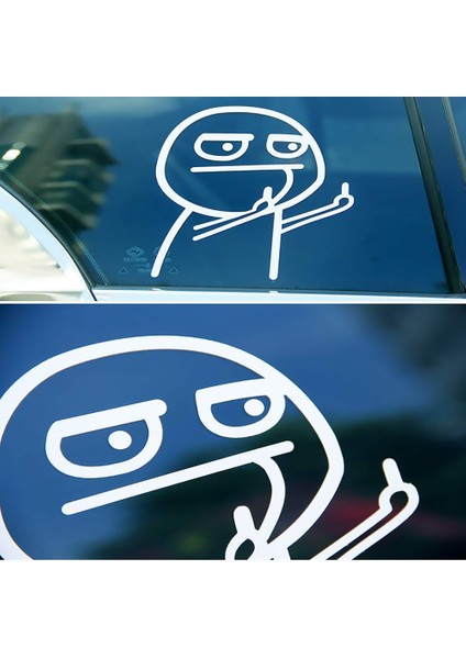 Beyaz Karikatür Komik Orta Parmak Vinil Araç Sticker Motosiklet Bagaj Çıkartması Pencere Duvar Bardak Sticker Kaykay Dizüstü Bilgisayar Sticker'ları. (Yurt Dışından) modelleri