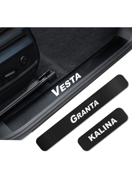 Granta Lada Granta Kalına Largus Nıva Samara Vaz Vesta Xray Araba Kapı Eşiği Plakası Koruyucu Sticker Karbon Fiber Çıkartmalar Stil (Yurt Dışından) fiyatları