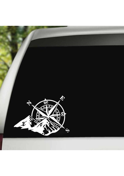 Siyah Dağ Pusula Araba Sticker Moda Lazer Renkli Araba Çıkartması Otomobil Gövde Stil Dekorasyon Sticker Arka Cam Çıkartmaları (Yurt Dışından) fiyatları