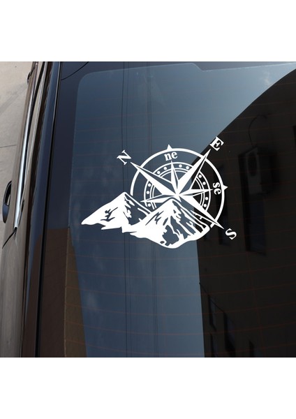 Siyah Dağ Pusula Araba Sticker Moda Lazer Renkli Araba Çıkartması Otomobil Gövde Stil Dekorasyon Sticker Arka Cam Çıkartmaları (Yurt Dışından) indirimleri